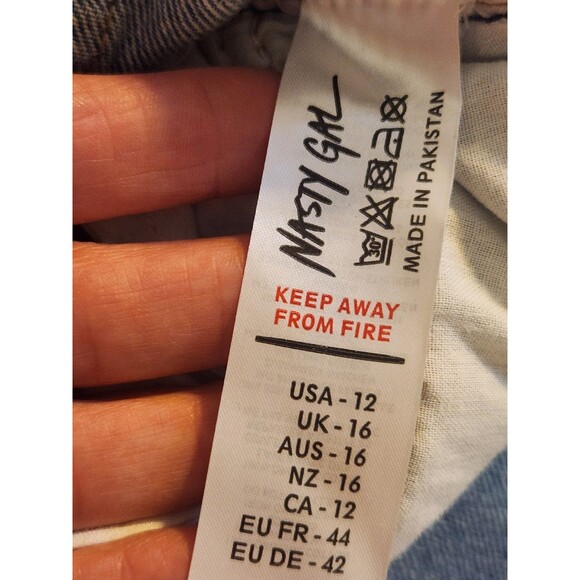 Nasty‎ Gal Size US 12 Organic Blue Denim Split Hem High Rise Mom Jeans NWT - Picture 7 of 11